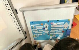 Na zdjęciu dzieci w trakcie zabaw edukacyjnych