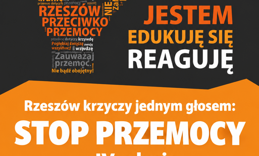 Plakat kampanii RZESZÓW KRZYCZY JEDNYM GŁOSEM: STOP PRZEMOCY!