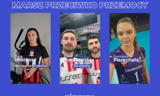 Na grafice zdjęcia sportowców zapraszających do udziału w wydarzeniu